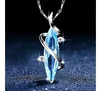 JZWCHQ Silver 925 Necklace for Women Aquamarine Pendant Jewelry with Gemstones Female Water Drop Shaped Neck Ornaments