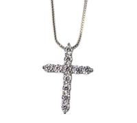 JZWCHQ Silver S925 Necklace Women Zircon Pendant Cross Pendant&Necklace Jewelry For Men Female