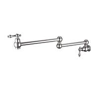 JZWCHQ Single Cold Kitchen Tap Solid Brass, Wall Mounted Pot Filler Kitchen Faucet with Stretchable Double Joint Swing Arm,Chrome(Chrome)