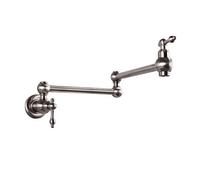 JZWCHQ Single Cold Kitchen Tap Solid Brass, Wall Mounted Pot Filler Kitchen Faucet with Stretchable Double Joint Swing Arm,Chrome(Chrome)