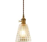 JZWCHQ Single Head Modern Chaner Light, Japanese Style d Copper Pendant Light with Transparent Glass Shade Pendant Lamp,Chaner Lamps (d Transparent Color)