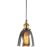 JZWCHQ Single Head Smoked Glass Chaner Glass Pendant Light V-intage Retro Industrial Ceiling Fitting Lights Hanging Lamp Lighting Metal Modern,Chaner Ceiling Fixtures (33 * 30cm)