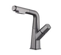 JZWCHQ Sink Faucets, Single Hole Bathroom Sink Faucet Pull Out Dual Mode Mixer Tap for Hot and Cold Water Liftable Single Handle Brass Retractable Pull Down Sink Faucet,White (Color : White)