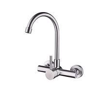 JZWCHQ Sink Mixer Taps,Kitchen Spin Faucet, Sus Stainless Steel into The Wall Cold Heat Universal Tube Sink Double Hole Taps Horizontal Effluent Water-Tap/B