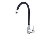 JZWCHQ Sink Tap Kitchen Bathroom,Chrome Brass Black Kitchen Sink Faucet Flexible Rubber Hot Cold Water Mixer Tap Rotation Kitchen Tap/Blue