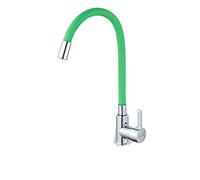 JZWCHQ Sink Tap Kitchen Bathroom,Chrome Brass Black Kitchen Sink Faucet Flexible Rubber Hot Cold Water Mixer Tap Rotation Kitchen Tap/Green