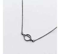 JZWCHQ Solid 925 Sterling Silver Style Black Space Planet Pendant Necklace Fashion Women Cool Silver Jewelry