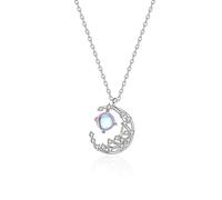 JZWCHQ Stars and Moon Pendant Necklace For Women Zircon s925 Silver Jewelry Birthday Gift