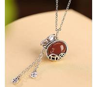 JZWCHQ Sterling Silver Necklace for Women Feng Shui Necklace Wu Lou/Calabash Pendant Money Bag Charm Silver Chain Necklace Dainty Choker Necklace Jewelry Gifts Good Luck Amulet,Wu Lou (Color : Money