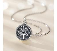 JZWCHQ Sterling Silver Round Locket Tree of Life Crystal Cremation Memorial Ashes Urn Necklace Jewelry Keepsake