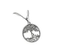 JZWCHQ Sterling Silver Tree Of life Pendant Silver Family tree Necklace with Happy Jewelry for Women Gift