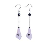 JZWCHQ stud for women handmade earrings s925 pink calla lily costume antique agate teardrop earring black,