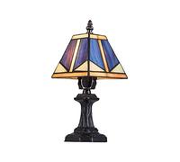 JZWCHQ Table Lamp Style Glass Small 1 Light Table Lamp Victorian Stained for Bed, Living Room, Coffee Table, Bookcase, 11.8x7.1x7.1