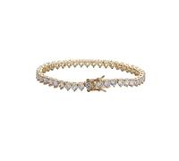 JZWCHQ Tennis Bracelet Hip hop 4mm Gold Three-Claw Zircon Crystal Ladies Bracelet Ladies Gift Premium Colorful Unisex Texture (Color : 8inch)