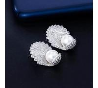 JZWCHQ three times zirconium pear with female bright white earring, elegant with shell pearls, banquet jewelry
