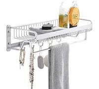 JZWCHQ Towel Rack，Wall-Mounted Towel Rack Space Aluminum, Thick Double Pole Double Layer Bathroom Kitchen Multi-Function Rack Black/50 cm