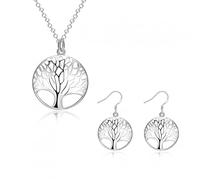 JZWCHQ tree necklace earring set 925 tree of life pendant necklace and earrings jewelry set
