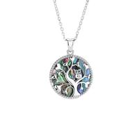 JZWCHQ Tree of Life Pendant Necklace Mother of Pearl Wise Owl Pendants Jewelry for Women Gift