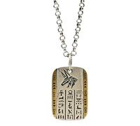 JZWCHQ Two Tone 925 Sterling Silver Ancient Egyptian Gods Anubis Horus Pendant Necklace with Hieroglyphics for Men Women 60cm Chain
