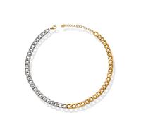 JZWCHQ Two Tone Gold Silver Cuban Link Chain Necklace Choker Unisex Chunky Chain Choker Necklace for Women Men