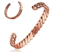 JZWCHQ Vicmag Copper Bracelet for Women Men Magnetic Bracelet Ultra Strength Magnets 99.9% Solid Pure Copper Adjustable Size with Gift Box (Grape Tricolour)