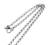 JZWCHQ Vintage Solid 925 Sterling Silver Round Rolo Belcher Chain Link Necklace for Men Women 3/3.5/4mm
