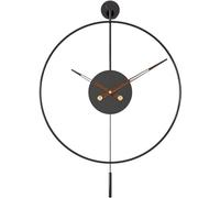 JZWCHQ Wall Clock Modern Art Wall Clock Classical Decorative Wall Clock with Pendulum Modern Round Minimalist Non-Ticking Silent Metal Clock Wall Decor Clock, Noir 60 * 80cm