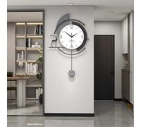 JZWCHQ Wall Clock Modern Art Wall Clock Silent Non Ticking Pendulum Clock Metal Frame + Wood Dial Fashion Art Deco for Living Room Bedroom Kitchen Office Black - Modern Wall Clock Creative Small