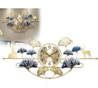 JZWCHQ Wall Clocks, Creative Ginkgo Leaf Design Silent Non Ticking Large Metal Wall Watches, Decoration Clock for Living Room Kitchen Home,Gold,100x45CM-Gold1||82x41CM