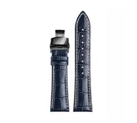 JZWCHQ Watch Strap 18 19 20mm 21 22mm Watchband Compatible with Compatible with Citizen Watch Band Blue White Stitche Leather Bracelet(Blue Silver Buckle,20mm)