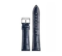 JZWCHQ Watch Strap 18 19 20mm 21 22mm Watchband Compatible with Compatible with Citizen Watch Band Blue White Stitche Leather Bracelet(Blue Silver Buckle,20mm)