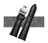JZWCHQ Watch Strap 23mm 24mm 26mm 28mm Big Width Black Brown Mens Alligator Leather Watch Strap Band Bracelets(Black Silver A,24mm)