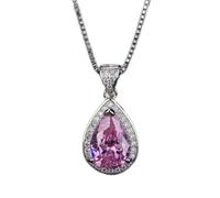 JZWCHQ Water Drop Pink Spinel Topaz Gemstone Pendant Necklace for Women Jewelry Wedding Gift
