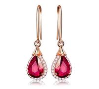 JZWCHQ Water Drop Shaped Ruby Ear Drops Silver 925 Jewelry Gemstones Earrings For Women Rose Gold Color Engagement Accessory