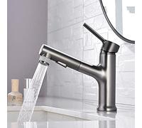 JZWCHQ WaterCountertop Kitchen Faucet Copper Pull-Out Faucet Hot and Cold Washbasin Above Counter Basin Faucet Water on The Wash Head(Df)