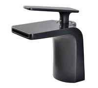 JZWCHQ Waterfall Basin Tap Hot and Cold Water Bathroom Faucet Brass Single Handle Basin Faucet The Water is Soft and Does Not Splash Comes with Two Hoses,Black(Nero)
