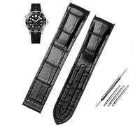 JZWCHQ Waterproof Strap Curved End Genuine Leather Silicone Watch Strap For Omega Seamaster 007 Wrist Bracelet With Folding Buckle
