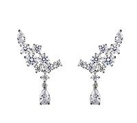 JZWCHQ wings diamond dangle earring real jewelry party wedding drop earrings for women bridal fine gift