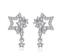 JZWCHQ Women's Earrings Elegant Shining Stars Pentagonal Stud Earrings Women's Glamorous Jewelry Women Earrings