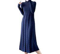 JZWCHQ Womens Mock Turtleneck Sweater Knitting Dress A-Line Solid Draped Long Sleeve Warm