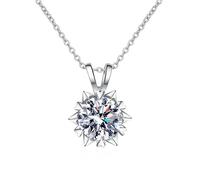 JZWCHQ women's s925 necklace 1ct d color moissanite with snowflake clavicle chain