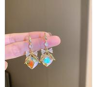 JZWCHQ Zircon Inlaid Rose Bowknot Love Earrings For Women Wedding Jewelry Birthday Gifts