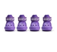 JZXOIVA Dog Shoes for Hot Pavement, Dog Booties for Medium Dogs, Breathable Dog Boots & Paw Protectors, Adjustable Non-Slip Dog Rain Booties, Waterproof Pets Sandals for Beach Purple Size 5
