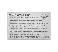 Jzxwan Bonus Dad Gifts, Step Dad Gift, Personalized Birthday Wedding Christmas Wallet Card for Bonus Father from Daughter Son, Thank You Stepdad Presents