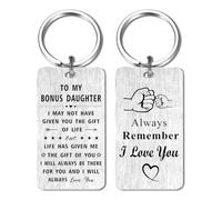 Jzxwan Bonus Daughter Gifts, I Love You Step Daughter Christmas Keyring, Stepdaughter Birthday Key Ring, Stepdaughter Present from Stepmom Stepdad