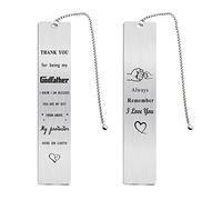 Jzxwan Godfather Gifts from Godchild, Thank You Godfather Bookmark, Unique Christmas Bookmark to Best Goddad, I Love My Godad Present for Men