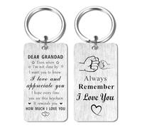 Jzxwan Grandad Gifts Keyring, I Love You Grandad Christmas Key Ring, Appreciate Grandfather Birthday Gift Key Ring, Grandfather Retirement Present