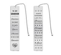 Jzxwan Grandson Gifts from Grandparent, Personalized Birthday Graduation Bookmark Present for Grandson, Always Remember You are Braver Than You Believe Christmas Grandkids Gift