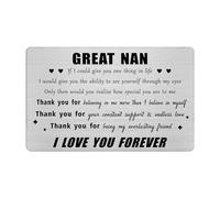 Jzxwan Great Nan Christmas Card Gifts from Great Grandchildren, I Love My Great Nan Birthday Wallet Card Personalized Retirement Gifts