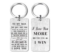 Jzxwan I Love You More The End I Win Gifts for Him Husband Hubby Boyfriend, To My Man Anniversary Keyring Gifts